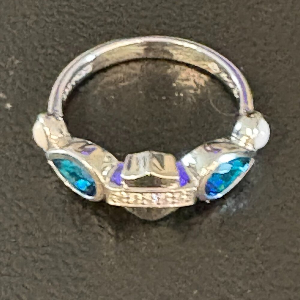 HARLEY DAVIDSON LADIES BLUE STONE BAR AND SHIELD STERLING SILVER RING
